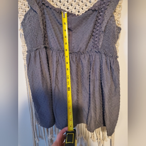 Eyeshadow womans grey Swiss dot tank top with ruffle sleeves - Picture 7 of 8